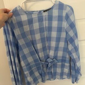 J. Crew Light Blue Checkered Blouse